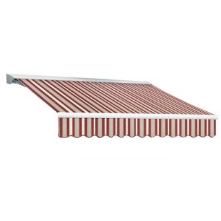 Awntech 120 in Wide x 96 in Projection Burgundy/Gray/White Stripe Slope Patio Retractable Remote Control Awning