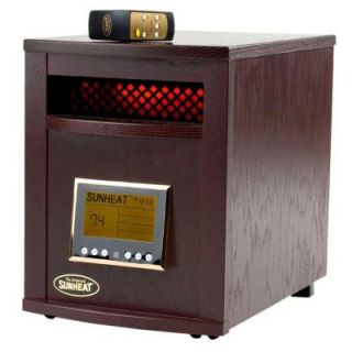 SUNHEAT 17.5 in. 1500 Watt Infrared Electric Portable Heater with Remote Control and Cabinetry   Black Cherry DISCONTINUED SH 1500RC Black Cherry