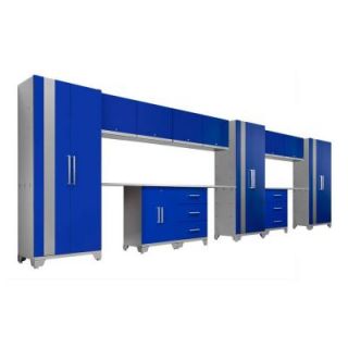 NewAge Products Performance 75 in. H x 234 in. W x 18 in. D Steel Complete Storage System in Blue (15 Piece) 36392