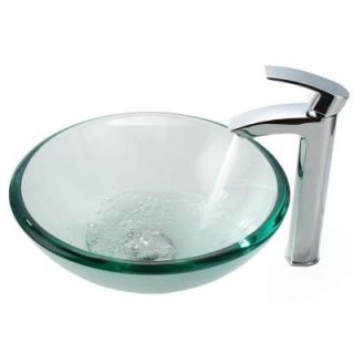 KRAUS Vessel Sink in Clear Glass with Visio Faucet in Chrome C GV 101  1810CH