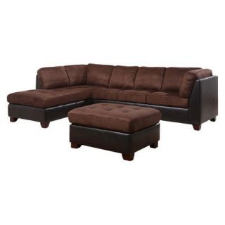 Abbyson Living Mansfield Sectional with Ottoman   Brown