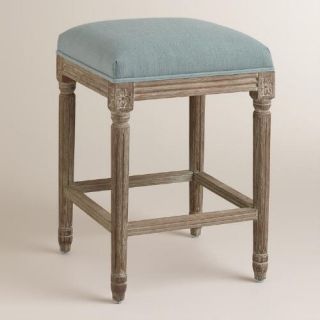 Blue Linen Paige Backless Counter Stool