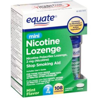Equate Mini Nicotine Lozenge Stop Smoking Aid, 2mg, 108 count
