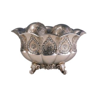 Handcrafted Bronze 8 inch High Decorative Bowl with Decorative Spheres