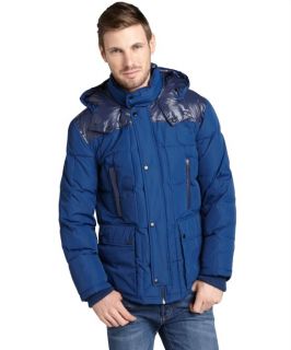 Cole Haan Navy Blue Nylon Hooded Down Jacket (324116502)