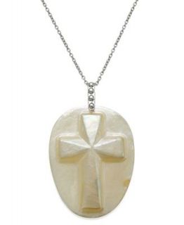 Sterling Silver Necklace, Cultured Mabe Pearl Cross Pendant