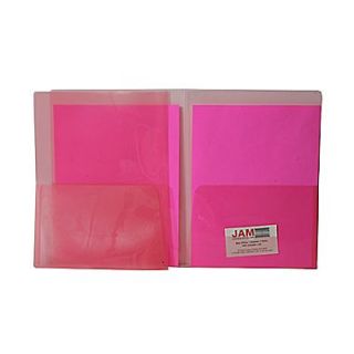 JAM Paper Plastic Regular Weight See Through Two Pocket Folder, Red, 108/Box