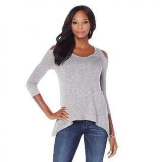 DKNY Jeans Cold Shoulder Sweater Knit Top   7777047