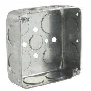 Crouse Hinds TP410 Electrical Box, 4" Square Outlet Box w/(17) 1/2" Knockouts