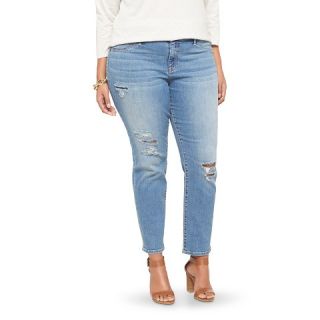 Womens Plus Size Crop Denim Jeans Medium Blue   Ava & Viv