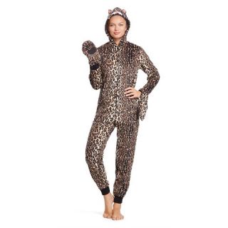 Nick & Nora Womens Footie Pajama Leopard