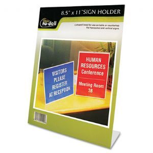 Clear Plastic Sign Holder, Stand Up, Slanted, 8 1/2 x 11