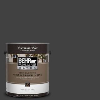 BEHR Premium Plus Ultra 1 gal. #BNC 38 Spade Black Flat Exterior Paint 485301
