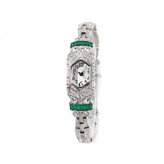 Designer Watch Collection by Adrienne® "Art Deco" Emerald Color and Clear C   7578953