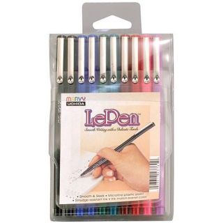 Le Pen Set .03mm Point, Black/Blue/Red/Green/Pink/Burg/Teal/Lav, 10/pkg
