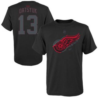 Reebok Pavel Datsyuk Detroit Red Wings Youth Black Cross Check Name & Number T Shirt