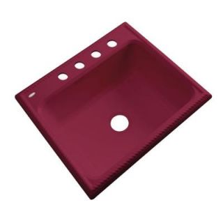 Thermocast Wentworth Drop In Acrylic 25 in. 4 Hole Single Bowl Kitchen Sink in Ruby 27466