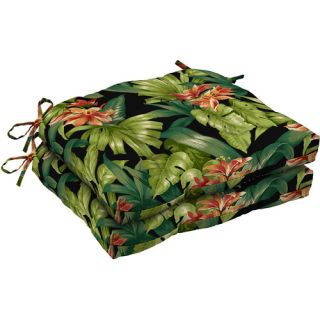 Better Homes and Gardens Outdoor Wicker Seat Cushions, Set of 2, Black Tropical Hibiscus