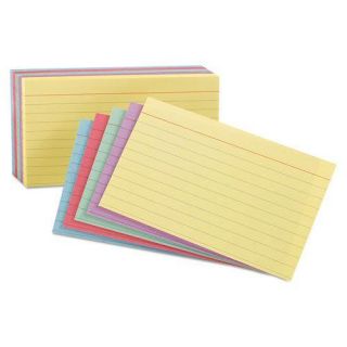 Index Cards, 5 x 8, Blue/Salmon/Green/Cherry/Canary, 250/Pack