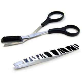 Swissco 73644 Eyebrow Shaping Scissors with Safari Print Slanted Tweezers