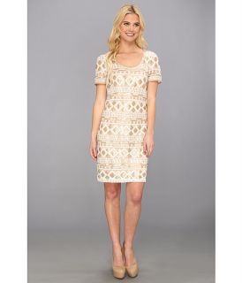 muse scoop neck sequins sheath dress ivory gold