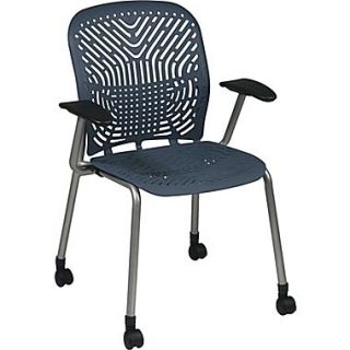 Office Star SpaceFlex Platinum Seat and Back Guest Chair with Arm and Caster, Blue Mist/Platinum