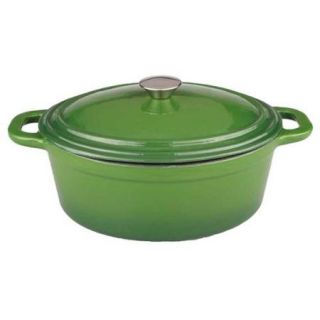 8 Qt. Cast Iron Oval Covered Casserole Green