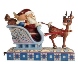 Jim Shore Rudolph theRed Nosed Reindeer with Sleigh Figurine —