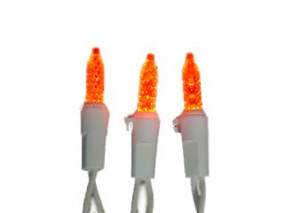 Set of 70 LED Orange M5 Mini Christmas Lights   White Wire