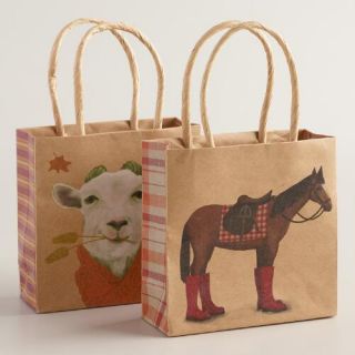 Mini Horse and Goat Kraft Gift Bags, Set of 2