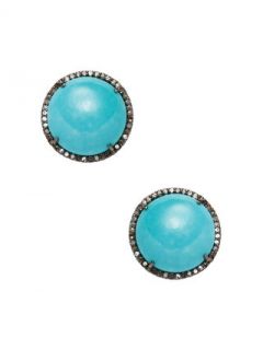Turquoise Disc Stud Earrings by Karma Jewels