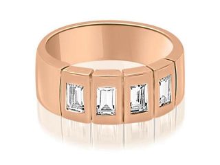 1.00 cttw. Emerald Diamond Men's Wedding Band in 18K Rose Gold