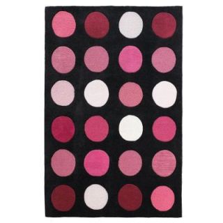Linon Home Decor Trio Collection Black and Pink 5 ft. x 7 ft. Indoor Area Rug RUG TARL1657