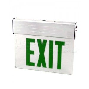 Elco Lighting EDGLIT2G LED Exit Sign, Double Sided Edge Lit with Battery Backup, 120/277VAC   White with Green Letters