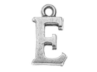 Nunn Design Alphabet Charm, Letter E 14.5mm, 1 Piece, Antiqued Silver