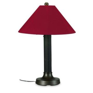 Patio Living Concepts Bahama Weave 34 in. Outdoor Dark Mahogany Table Lamp with Burgandy Shade DISCONTINUED 34177