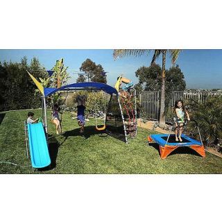 IronKids Cooling Mist Inspiration 750 Fitness Playground Metal Swing Set and UV Protective Sunshade