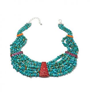 Jay King Turquoise and Spiny Oyster Shell Multi Strand Graduated 18" Necklace   8045556
