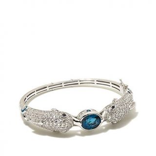 Victoria Wieck 11.09ct "Dolphin" London Blue and White Topaz Hinged Bracelet   7504642