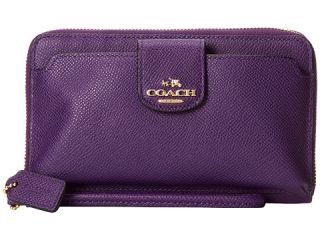 Coach Box Leather Universal Wallet Light Violet