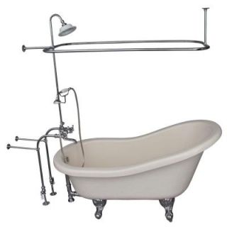 Barclay Products 5 ft. Acrylic Ball and Claw Feet Slipper Tub in Bisque with Polished Chrome Accessories TKATS60 BCP4