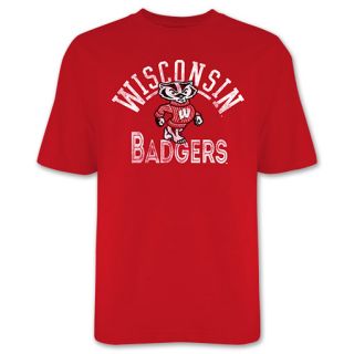 Mens Wisconsin Badgers College Halfcourt T Shirt   1B570WIS RED