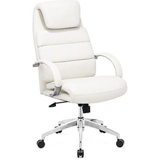 Zuo Lider Comfort High Back Leatherette Executive Chair, Fixed Arms, White