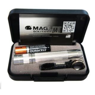 Maglite Solitaire Silver LED Flashlight w/ Lanyard & Battery in Gift Box SJ3A102