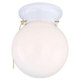Hampton Bay 1 Light White Globe Flushmount with Pull String JO206H