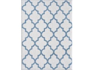 Tayse Rugs Modern Shag MDR1002 White Blue 7 ft. 10 in. x 9 ft. 10 in. Contemporary Area Rug