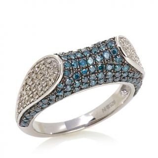 1.25ct Blue and White Diamond Sterling Silver Saddle Ring   7812484
