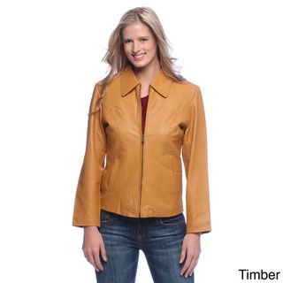 Womens Leather Classic Zip front Jacket with Zip out Liner