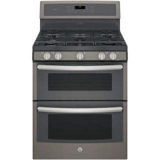 GE Profile 30 in. 6.8 cu. ft. Double Oven Gas Range with Self Cleaning Convection Oven (Lower Oven) in Slate PGB960EEJES