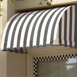 Awntech 124.5 in Wide x 24 in Projection Gray/White Stripe Waterfall Window/Door Awning